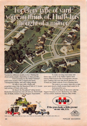 Huffy mowers aerial view - huffy,